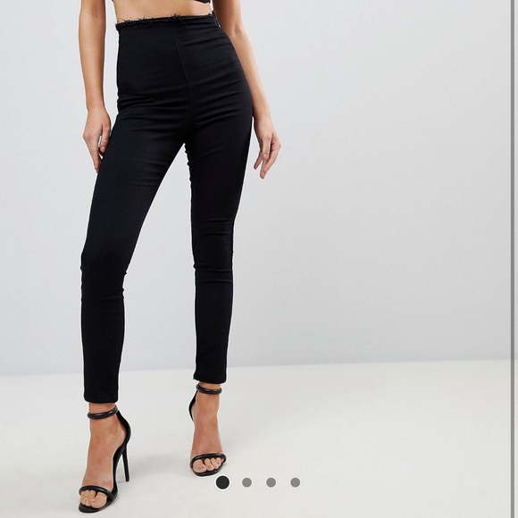 NWT ASOS RIVINGTON High Waist Denim Jeggings With Raw Waist Band Detail - Picture 1 of 6